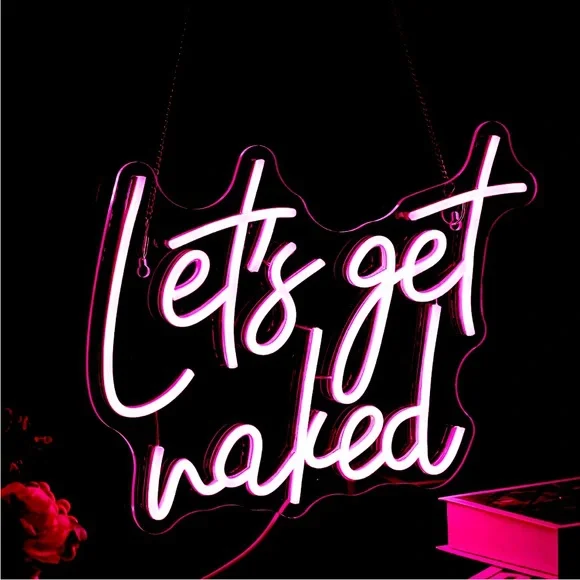 Let’s Get Naked Neon Pink LED Light Sexy Bright Wall Decor Sign Bathroom Bedroom - Picture 6 of 6